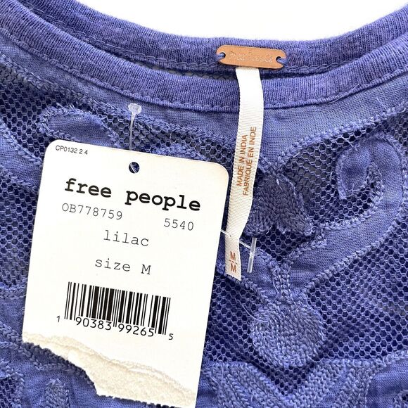 FREE PEOPLE Top Meant To Be Cutout Embroidered Tee Top OB778759 *Flaw - Picture 4 of 13